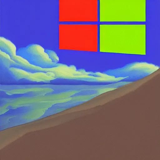 Image similar to windows 95 screensaver, painting, Artstation