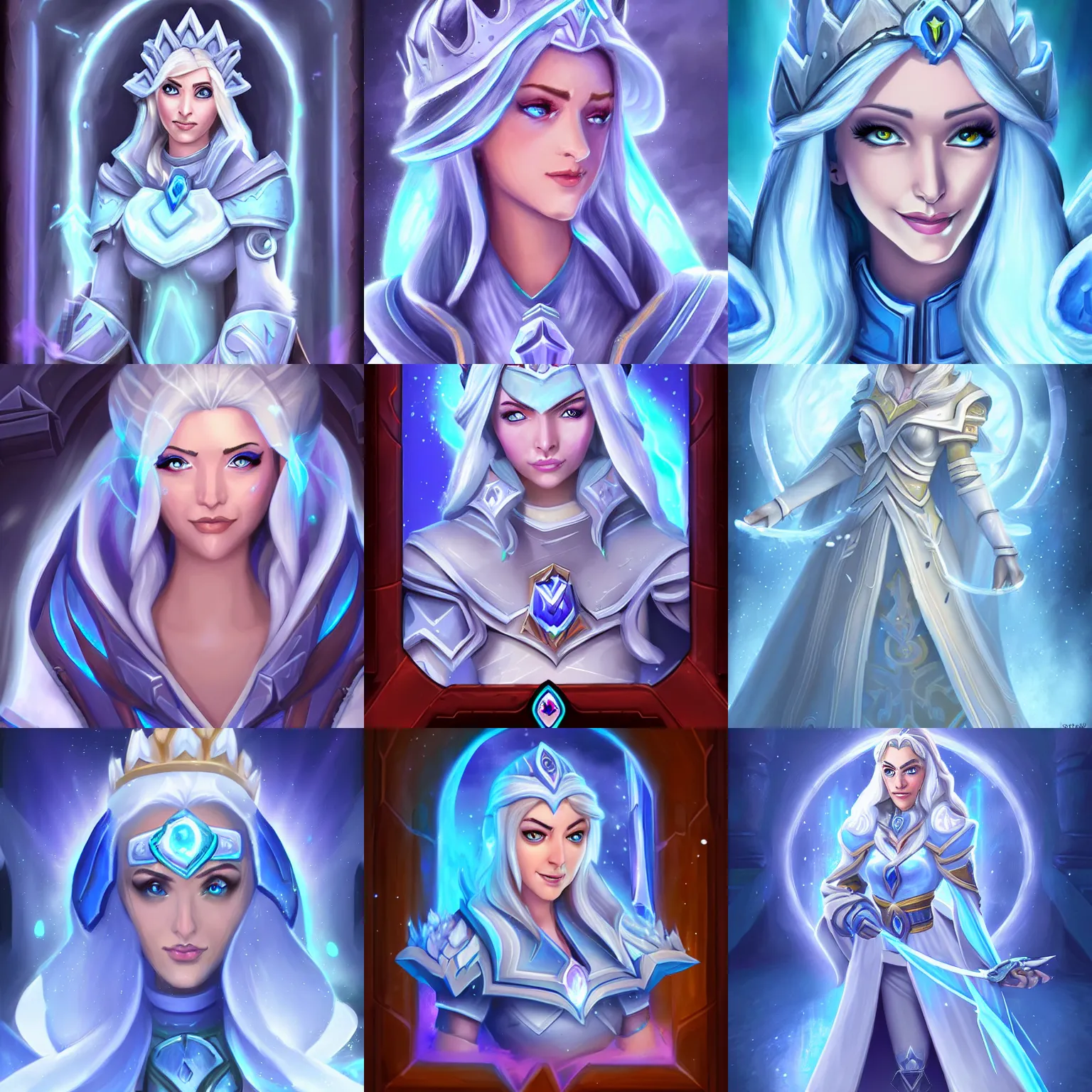 Prompt: Ice queen jaina, hearthstone. digital art,