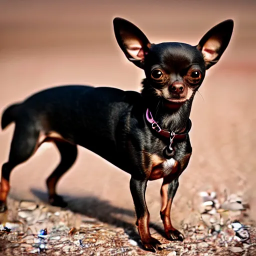 Image similar to a dark brown chihuahua, epic, realistic, hyper detailed