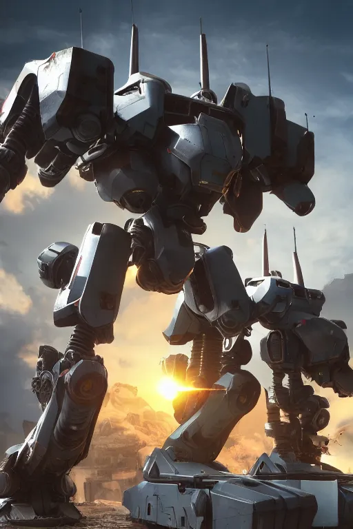 Image similar to mechwarrior 5 : mercenaries mech megaman transformer robot boss tank engine game octane render, 4 k, hd 2 0 2 2 3 d cgi rtx hdr style chrome reflexion glow fanart, global illumination ray tracing hdr fanart arstation by ian pesty by jesper ejsing pixar and disney unreal zbrush central hardmesh