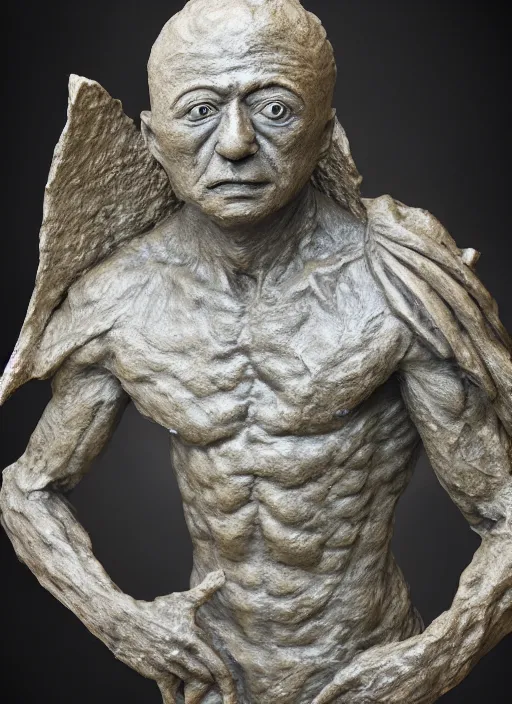 Image similar to a sculpture of a content moon man, by sergio bustamante, 8 k resolution