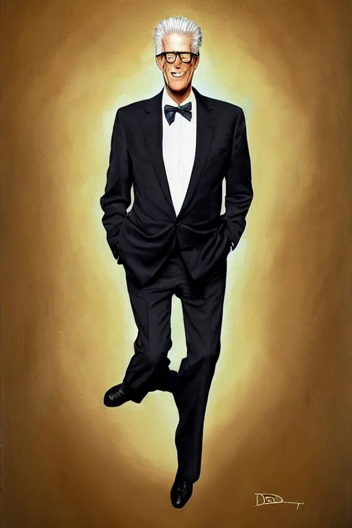 Image similar to a painting of ted danson in the good place, art by diego fazio, robin eley