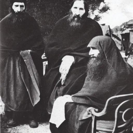 Image similar to photo of breton monks looking like rasputin