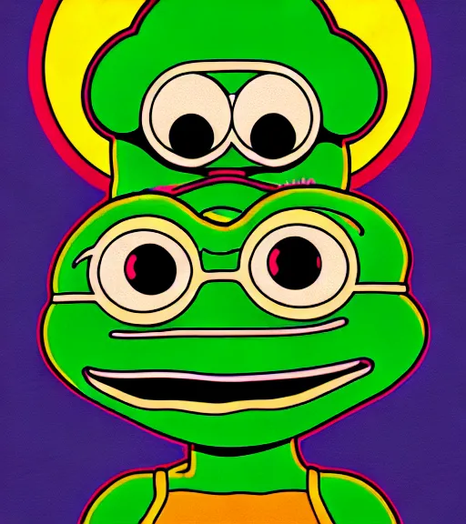 Image similar to portrait of pepe the frog in summer dawn, in comic style by matt furie, positive atmosphere, cool vibes, bao phan, deep depth field, masterpiece, cinematic composition, hyper - detailed, hd, hdr