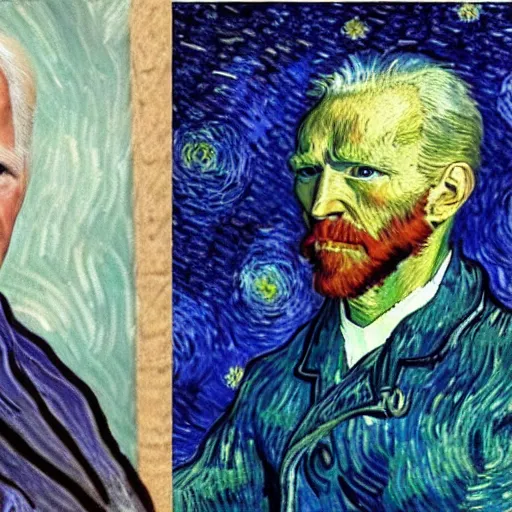 Prompt: van gogh painting of joe biden as a jedi