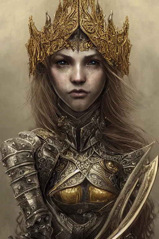 Prompt: portrait of a Girl Knight,Dark Souls 3 themed, insanely detailed and intricate, golden ratio, elegant, ornate, luxury, elite, ominous, haunting, matte painting, cinematic, cgsociety, James jean, Brian froud, ross tran, Laputa