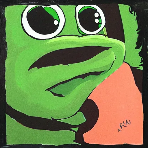 Prompt: ape kissing pepe