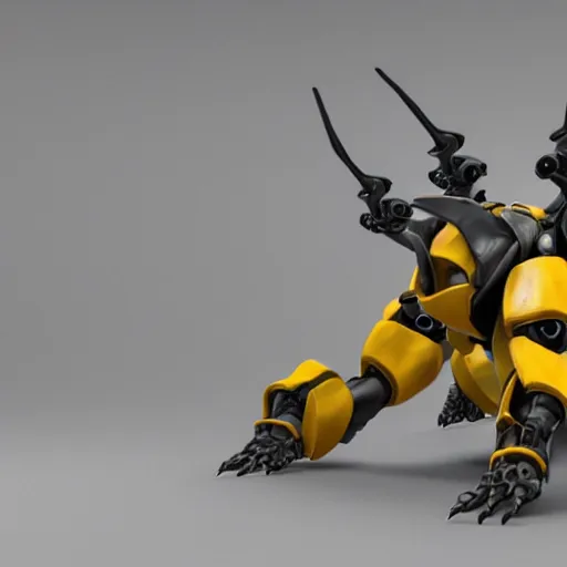 Image similar to hard surface, robotic platform, based on bumblebee, 6 claws, unreal engine