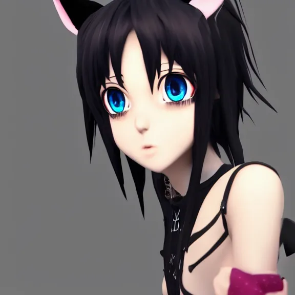 Prompt: 3D render of a cute emo anime boy with cat ears and tail, fantasy artwork, fluffy, close-up, award winning, hyper detailed, very very very beautiful, studio lighting, artstation, unreal engine, unreal 5, 4k, octane renderer