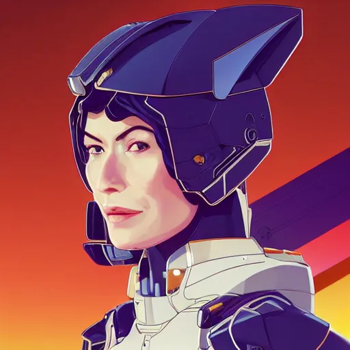 Prompt: a portrait of a stunning beautiful elite lena headey gundam pilot, with an intricate, detailed, urban inspired hiphop afro futuristic helmet, vector behance hd jesper ejsing, rhads, makoto shinkai, lois van baarle, ilya kuvshinov, rossdraws, hd, 3 2 k, ilya kuvshinov, gustav klimt