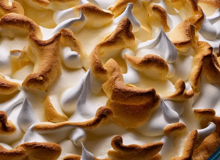 Image similar to lemon meringue pie, surreal, 8 k, bizarre, sharp, strange, high clarity, very detailed,