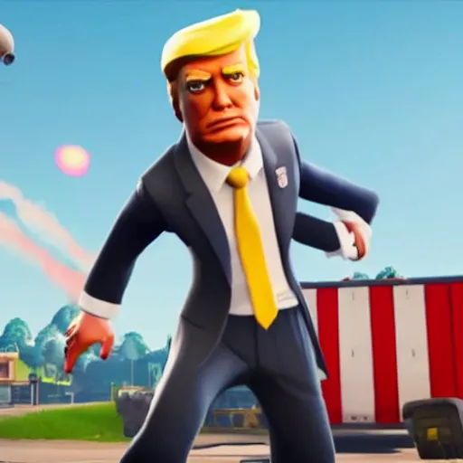 Image similar to A still of donald trump from fortnite