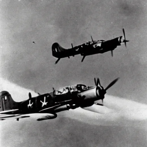 Image similar to ww 2 photo of a stuka dive bombers diving into the battlefield