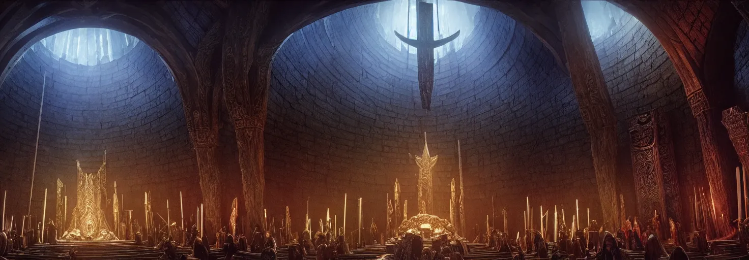 Prompt: the great hall of valhalla, hall of the slain in asgard