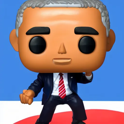 Prompt: promotional image for barack obama as a funko pop, studio lighting, white background, blender, trending on artstation, 8k, highly detailed, reflections