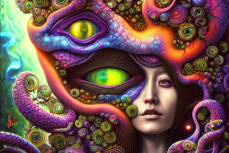 Image similar to art by yoko d'holbachie feat naoto hattori, caitlin hacket and hannah yata featuring archan nair. visionary psychedelic fineart painting. gigapixel resolution. intricate detailed. beautiful dramatic cinematic. in the style of subject zero. hyperrealistic render. dreamy blurry pastel aquarel background.