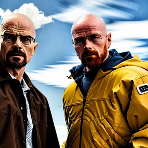 Image similar to Walter white and Jesse Pinkman working with Dwayne the rock johnson