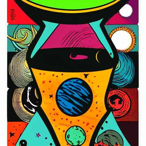 Image similar to 2 planet collapse particle fusion element macro cosmic art by butcher billy, sticker, colorful, illustration, highly detailed, simple, smooth and clean vector curves, no jagged lines, vector art, smooth andy warhol style