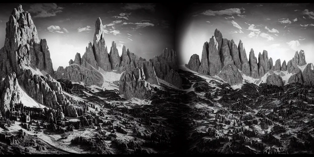 Image similar to photography of witch burning, dolomites in the background, occult signs, witch burning, pyre, solstice fire, alp, dolomites, alpine, detailed intricate insanely detailed octane render, 8k artistic 1920s photography, photorealistic, black and white, chiaroscuro, hd, by David Cronenberg, Raphael, Caravaggio