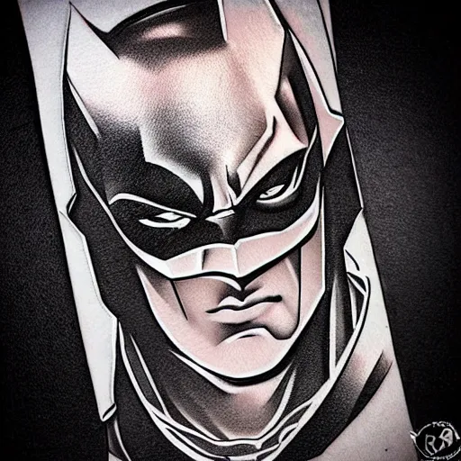 Image similar to tattoo design, stencil, portrait of batman by artgerm