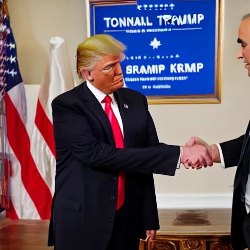 Image similar to donald trump and garry kasparov shaking hands