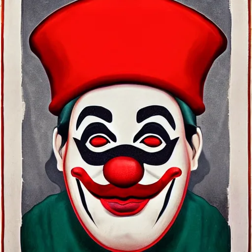 Prompt: communist clown portrait, propaganda style