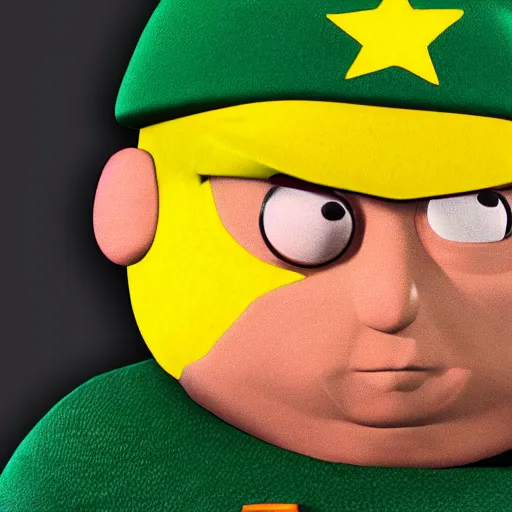 Prompt: Eric Cartman in Call of Duty black ops, highly detailed, high quality, HD, 4k, 8k, Canon 300mm, professional photographer, 40mp, lifelike, top-rated, award winning, realistic, sharp, no blur, edited, corrected, trending