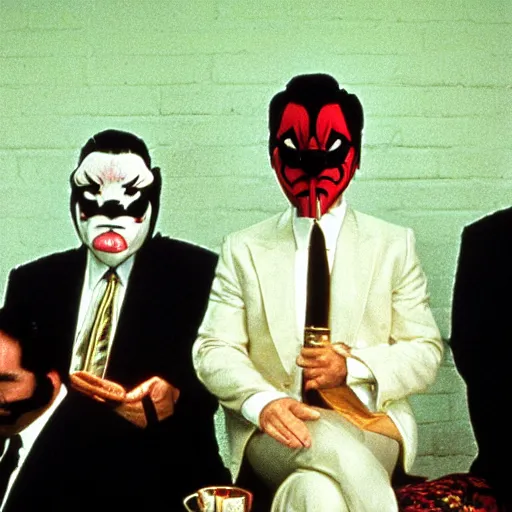 Image similar to ! dream goodfellas film stills where everyone is wearing oni masks directed by marin scorsese oscar winning high resolution remastered