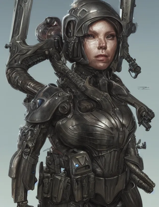 Image similar to a portrait of wendy's wearing tactical combat gear, by moebius and tyler edlin and hr giger, trending on artstation, digital art, 4 k resolution, detailed, high quality, sharp focus, hq artwork, coherent, insane detail, concept art