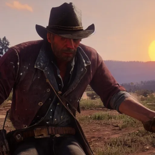 Image similar to raph fiennes stars as uncle in the playstation 4 video game red dead redemption 2, high quality screenshot