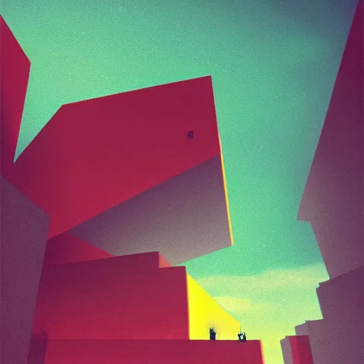 Prompt: surreal brutalism, artstation, low sunset, colorful, great composition, stylized, - n 9