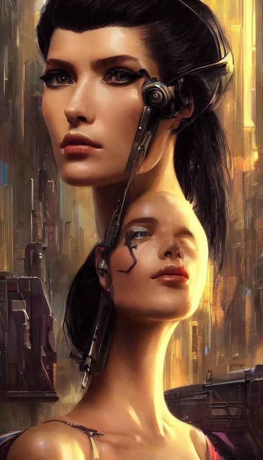 Image similar to cyberpunk, perfectly-centered-Portrait of the most beautiful woman on the planet, bladerunner, high fashion, high heels, insane, intricate, highly detailed, digital painting, artstation, concept art, smooth, sharp focus, illustration, Unreal Engine 5, 8K, art by artgerm and greg rutkowski and alphonse mucha