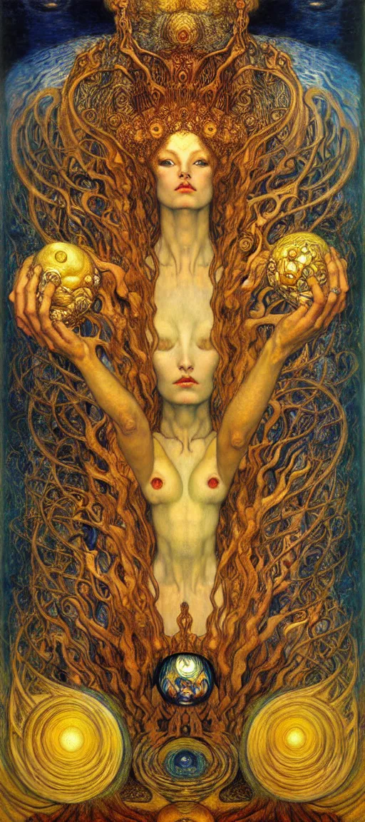 Image similar to Divine Chaos Engine by Karol Bak, Jean Delville, William Blake, Gustav Klimt, and Vincent Van Gogh, symbolist, visionary