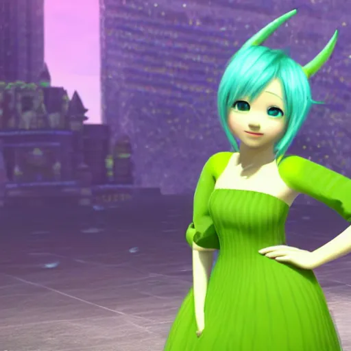 Prompt: Screenshot of Miku Shrek Hatsune