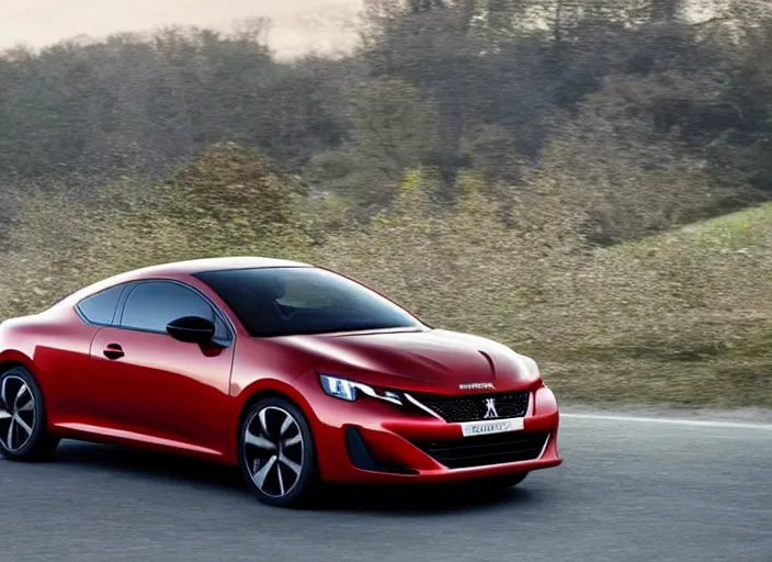 Prompt: a peugeot coupe from 2 0 1 8