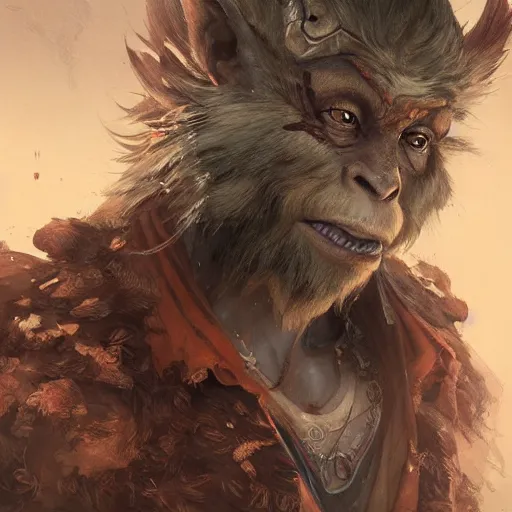 Image similar to a beautfiul award winning commission portrait of a wukong,digital art,art by greg rutkowski,character design by charles bowater,photorealistic,ross tran,hyperdetailed,detailed face,fascinating,2021,western comic style