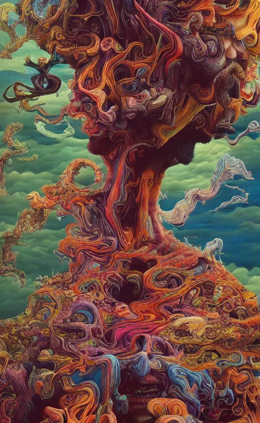 Prompt: ultrawide angle colour masterpiece surreal closeup portrait photography of the beatles by miho hirano and annie leibovitz and michael cheval, weird surreal epic psychedelic complex biomorphic 3 d fractal landscape in background by kilian eng and roger dean and salvador dali and beksinski, 8 k