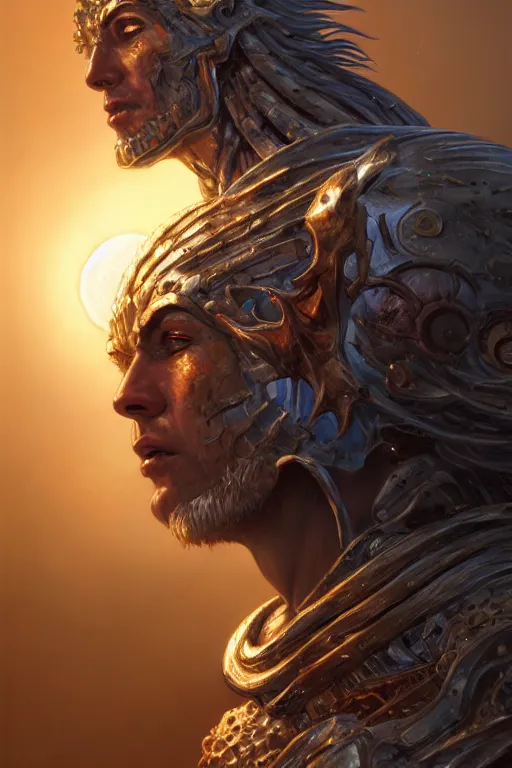 Image similar to humanoid god of the sun, highly detailed, d & d, fantasy, hyper detailed, digital painting, trending on artstation, apollo, concept art, sharp focus, illustration, art by artgerm and magali villeneuve and greg rutkowski and michael whelan, cryengine, 8 k realistic atmospheric lighting, frostbite 3 engine