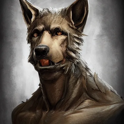 Prompt: a wounded humanoid german shepherd beast - man in military style, his ear has been bitten off, he is healing his wounds, highly detailed portrait, digital painting, artstation, concept art, smooth, sharp foccus ilustration, artstation