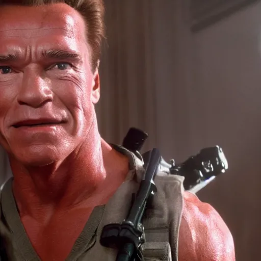 Prompt: stunning awe inspiring arnold schwarzenegger as a ghostbuster, movie still 8 k hdr atmospheric lighting