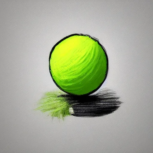 Image similar to a tennis ball monster ,tennis ball, chalk, digital art, fantasy, magic, trending on artstation, ultra detailed, professional illustration by Basil Gogos