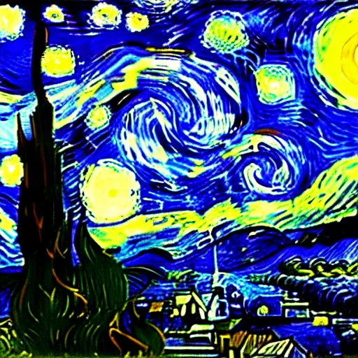 Image similar to turn off the lights because it's night on the sun by van gogh