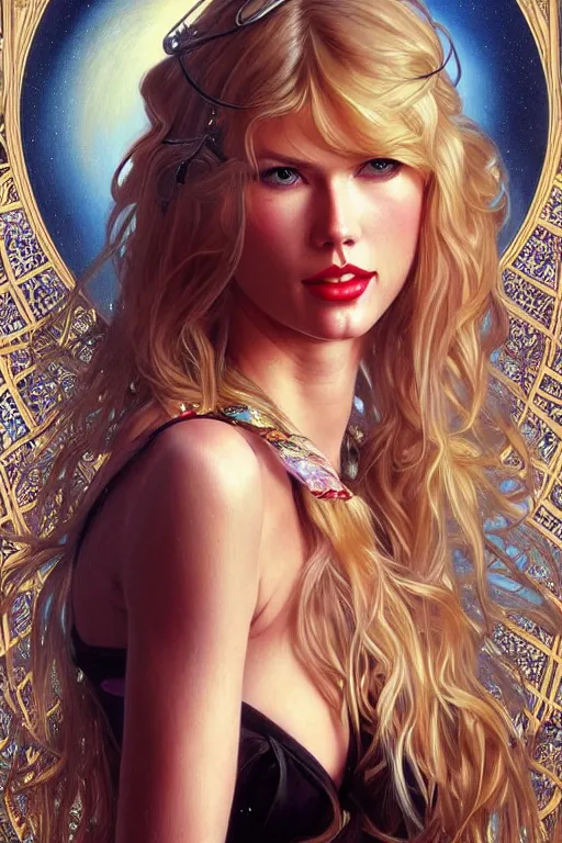 Image similar to a mix between claudia schiffer and taylor swift and britney spears and denise richards in wild things as a schoolgirl, fantasy, intricate, elegant, highly detailed, digital painting, artstation, concept art, matte, sharp focus, illustration, art by artgerm and greg rutkowski and alphonse mucha