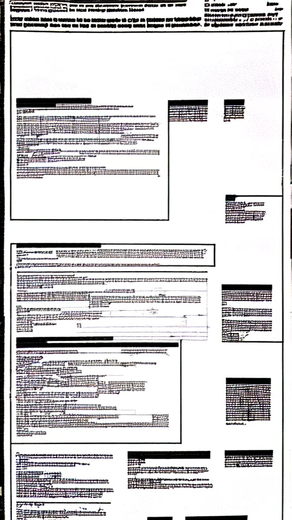 Prompt: complex 80s style diagram classified redacted CIA technical document bad print on paper