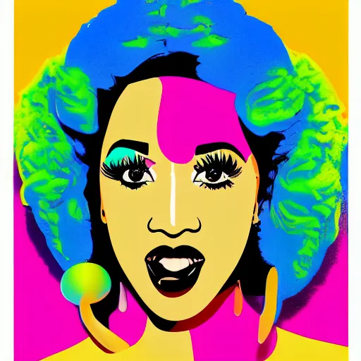 Image similar to rainbow cardi b. pop art