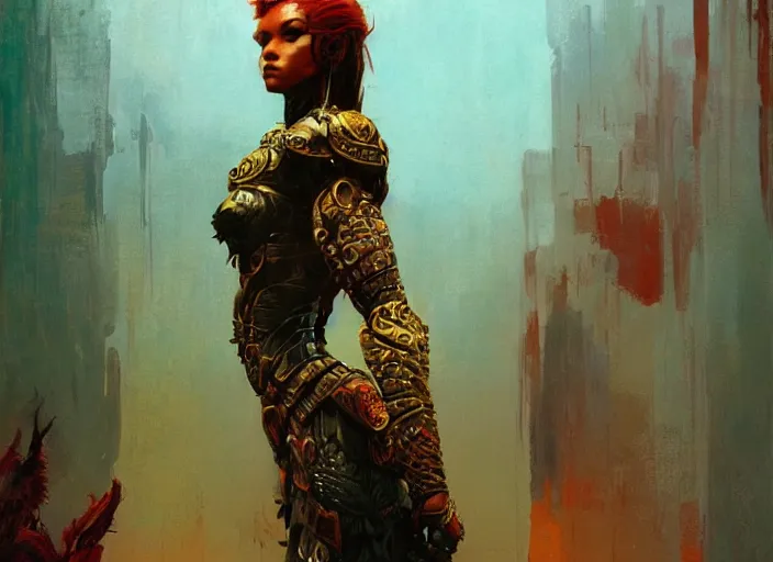 Image similar to amazon queen, intricate, elegant, highly detailed, vivid colors, john park, frazetta, sparth, ruan jia, jeffrey catherine jones