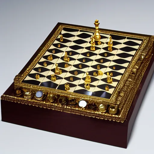 Image similar to a chessboard made from diamonds and gold