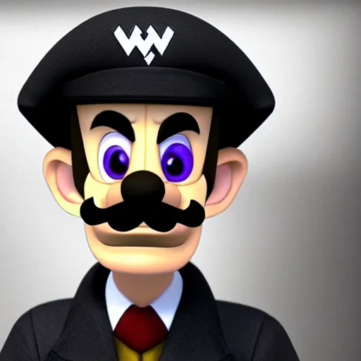 Image similar to waluigi as a nazi soldier during ww2, realistic, detailed, gloomy, elegant, unreal engine, intricate details, 4K