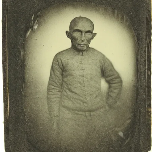 Image similar to Grainy obscure tintype photograph of Gray alien, rural Texas, 1911 photograph