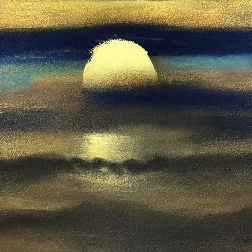 Prompt: the moon crashing into the sea